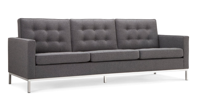 Florence - Florence Three Seater Sofa, Dark Gray Wool