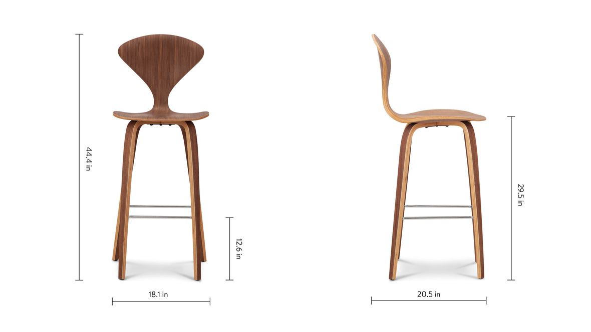 Norman - Norman Bar Stool, Walnut, 29.5
