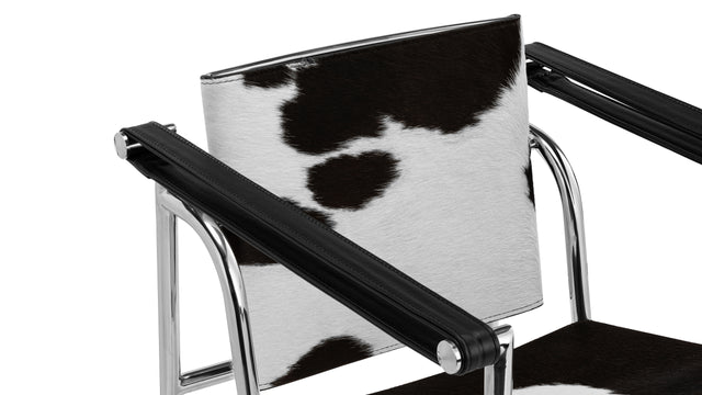 Corbusier - Corbusier Armchair, Black/White Cowhide
