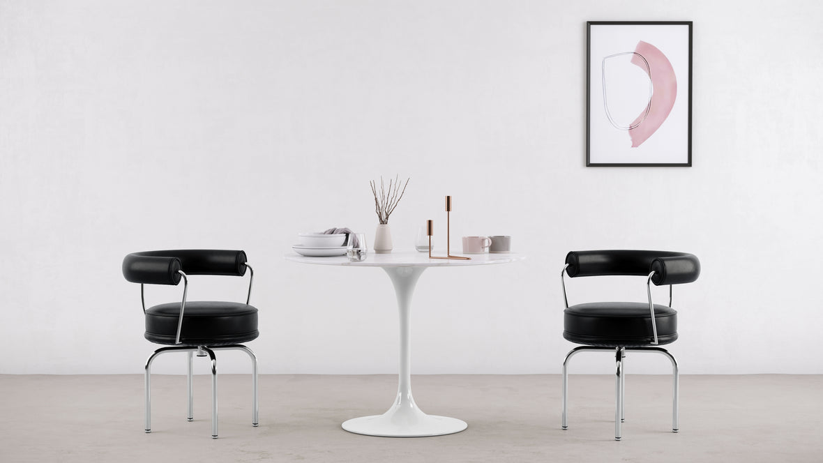 Corbusier - Corbusier Swivel Chair, Midnight Black Premium Leather