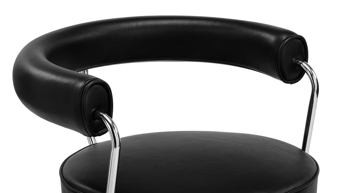 Corbusier - Corbusier Swivel Chair, Midnight Black Premium Leather