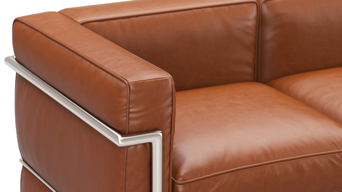 Corbusier - Corbusier Petit Modele Three Seater Sofa, Tan Premium Leather
