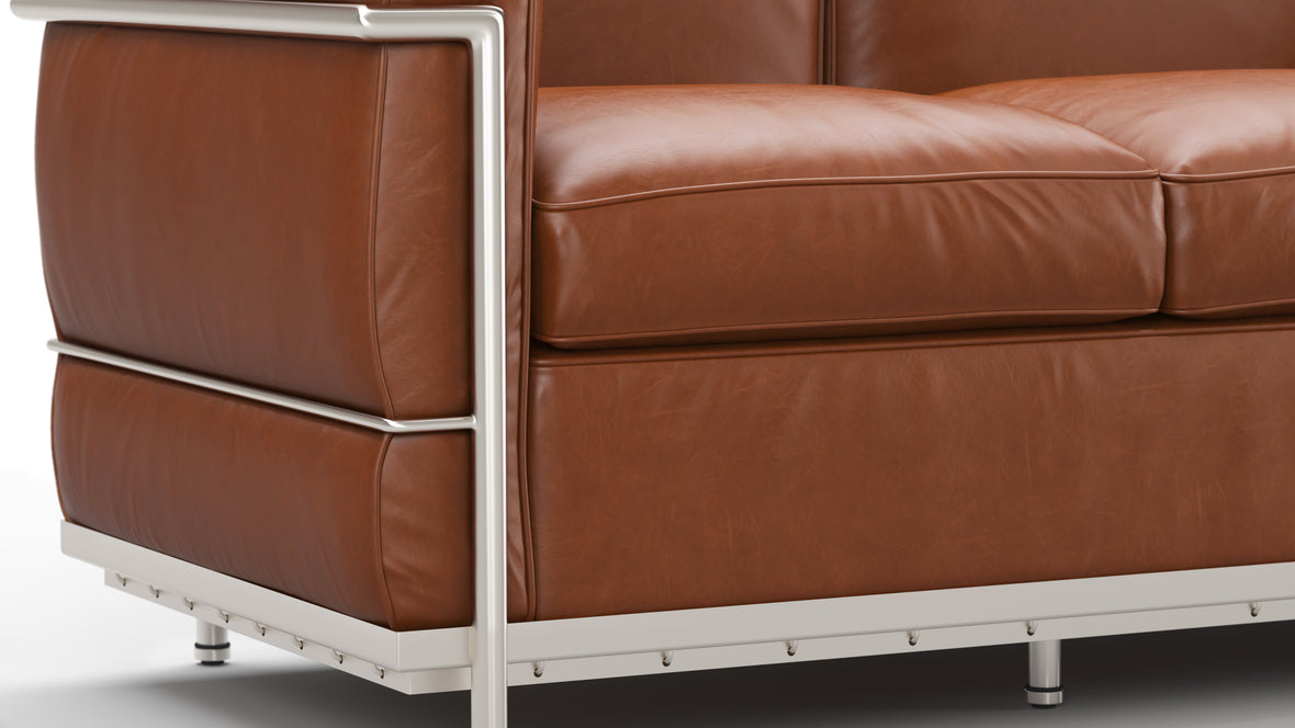 Corbusier - Corbusier Petit Modele Three Seater Sofa, Tan Premium Leather