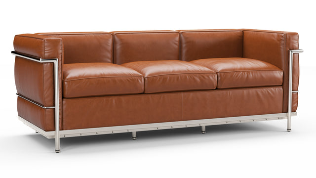 Corbusier - Corbusier Petit Modele Three Seater Sofa, Tan Premium Leather
