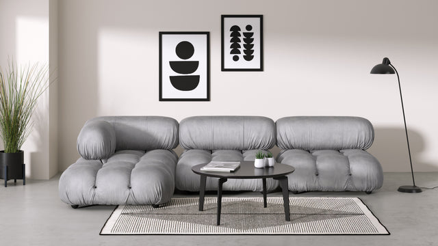 Bellini Sectional - Mario Bellini Sectional, Left Chaise, Light Gray Velvet