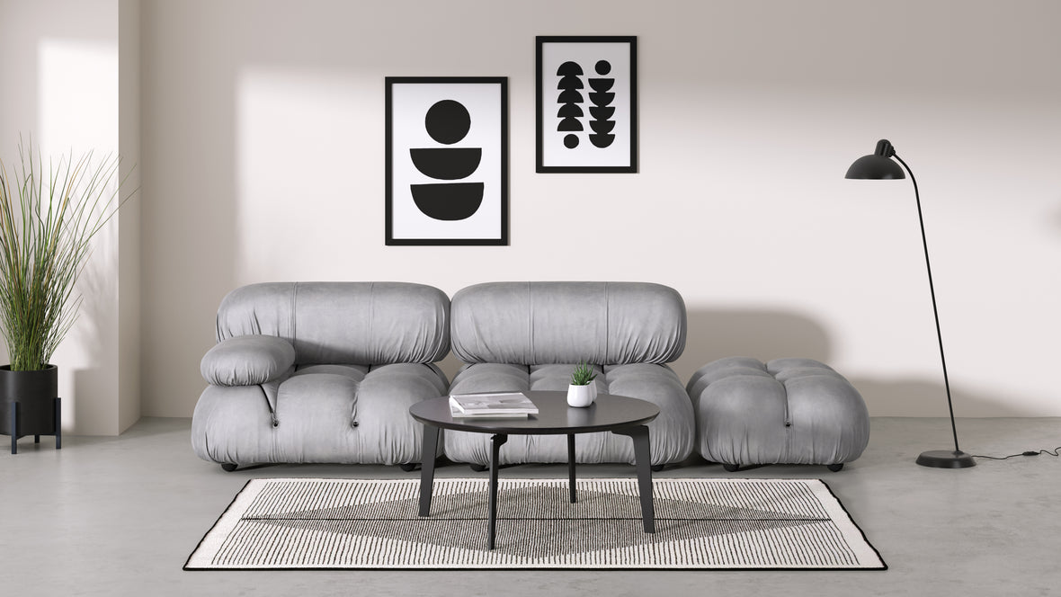 Bellini Sofa - Mario Bellini Open End Sofa, Right, Light Gray Velvet