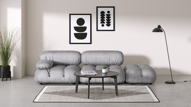 Bellini Sofa - Mario Bellini Open End Sofa, Right, Light Gray Velvet