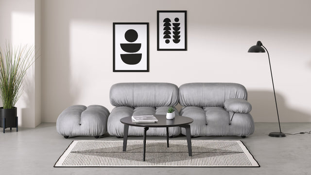 Bellini Sofa - Mario Bellini Open End Sofa, Left, Light Gray Velvet