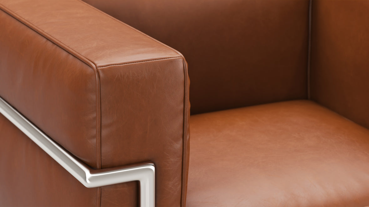 Corbusier - Corbusier Grand Modele Lounge Chair, Tan Premium Leather