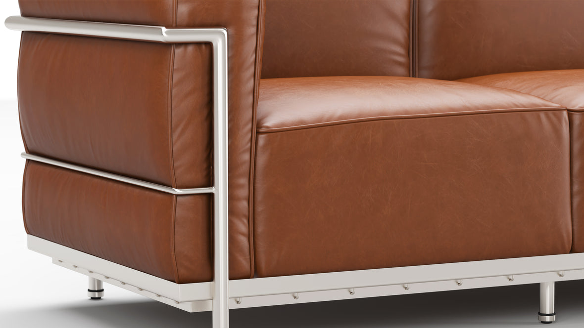 Corbusier - Corbusier Grand Modele Three Seater Sofa, Tan Premium Leather