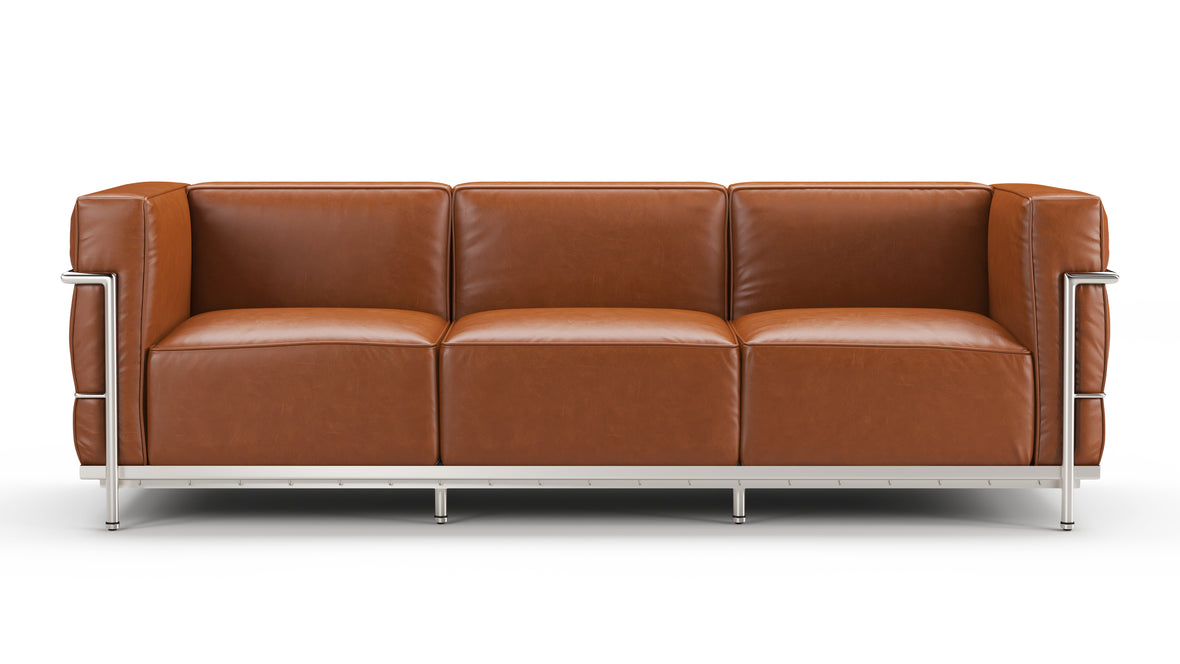 Corbusier - Corbusier Grand Modele Three Seater Sofa, Tan Premium Leather