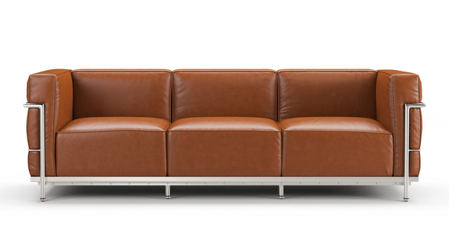 Corbusier - Corbusier Grand Modele Three Seater Sofa, Tan Premium Leather