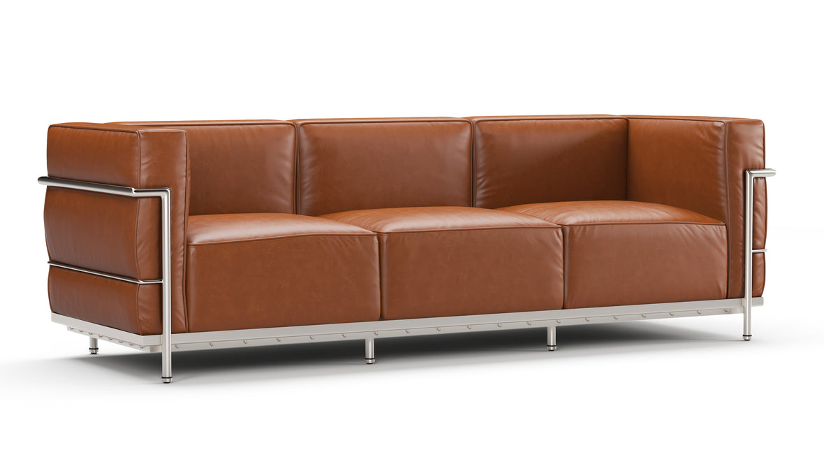 Corbusier - Corbusier Grand Modele Three Seater Sofa, Tan Premium Leather