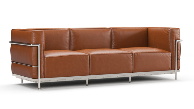 Corbusier - Corbusier Grand Modele Three Seater Sofa, Tan Premium Leather