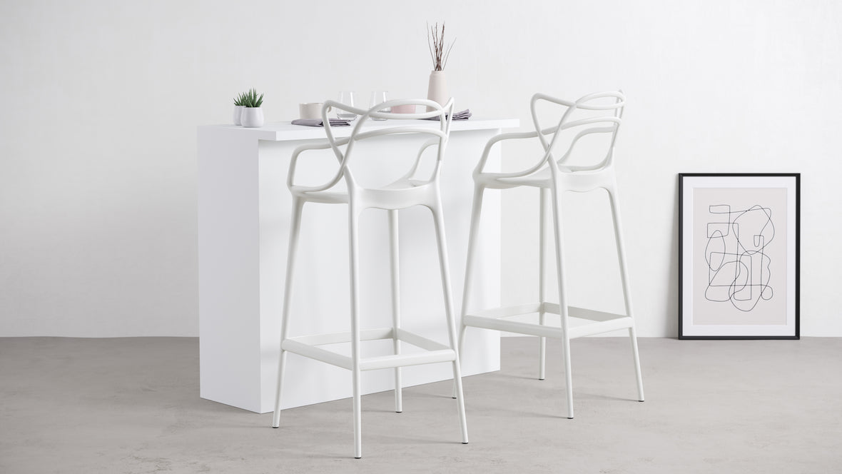 Masters - Masters Bar Stool, White, 29.5