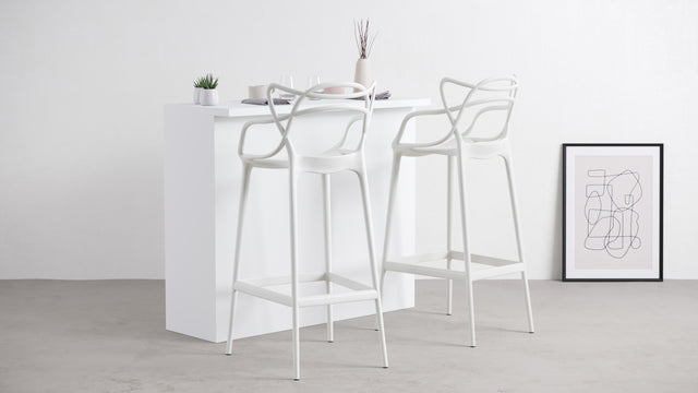 Masters - Masters Bar Stool, White, 29.5