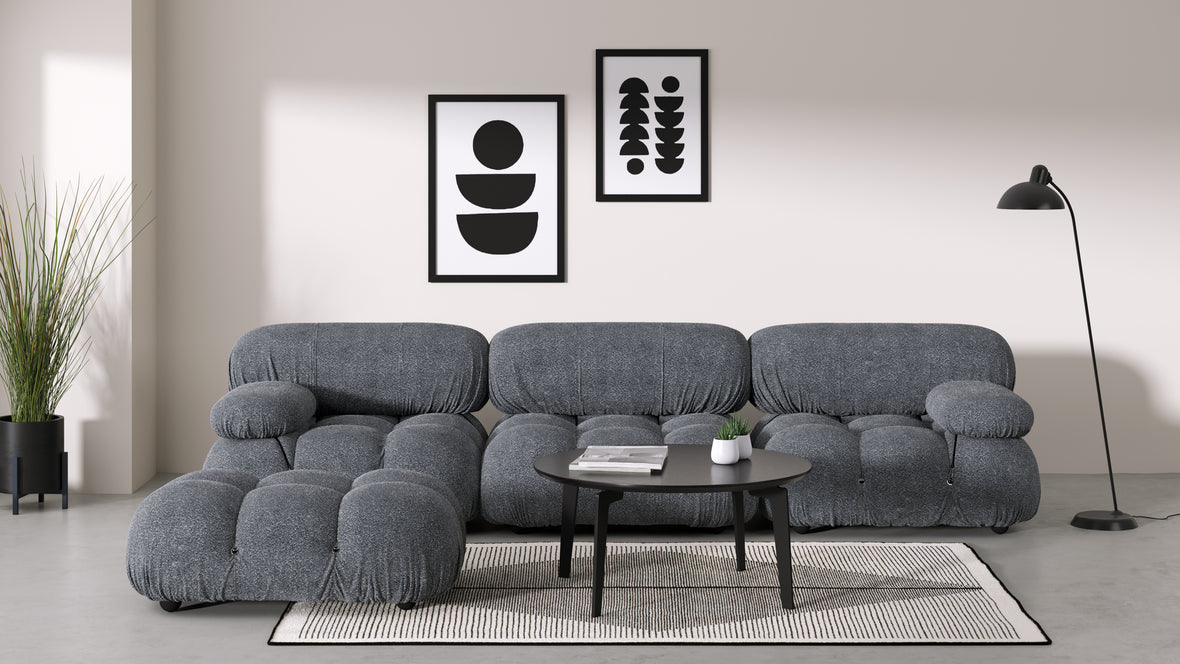 Bellini Ottoman - Mario Bellini Ottoman, Gray Boucle