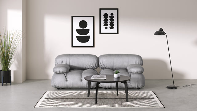 Bellini Sofa - Mario Bellini Two Seater Sofa, Light Gray Velvet