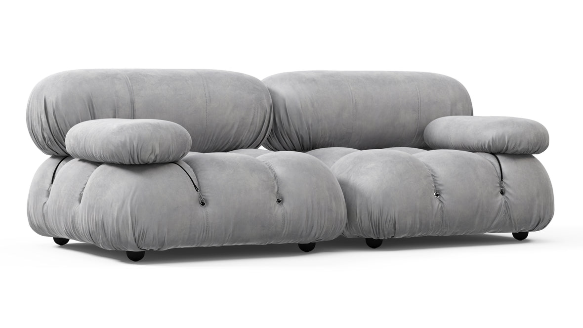Bellini Sofa - Mario Bellini Two Seater Sofa, Light Gray Velvet