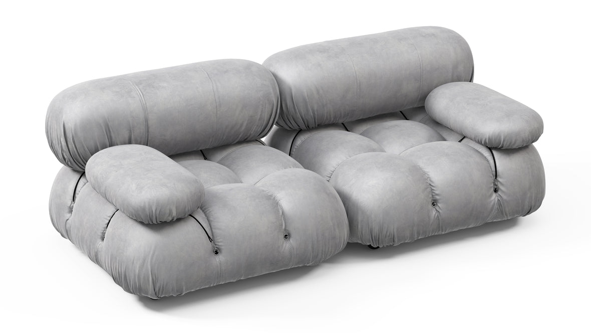 Bellini Sofa - Mario Bellini Two Seater Sofa, Light Gray Velvet
