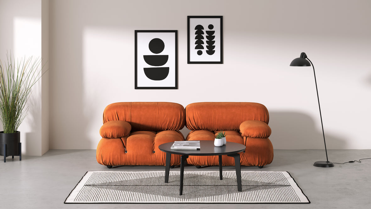 Bellini Sofa - Mario Bellini Two Seater Sofa, Apricot Velvet