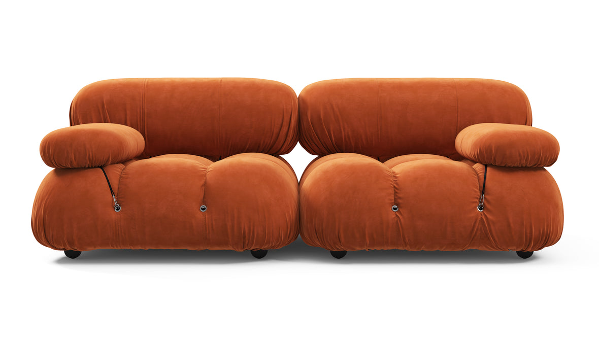 Bellini Sofa - Mario Bellini Two Seater Sofa, Apricot Velvet
