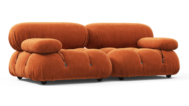 Bellini Sofa - Mario Bellini Two Seater Sofa, Apricot Velvet