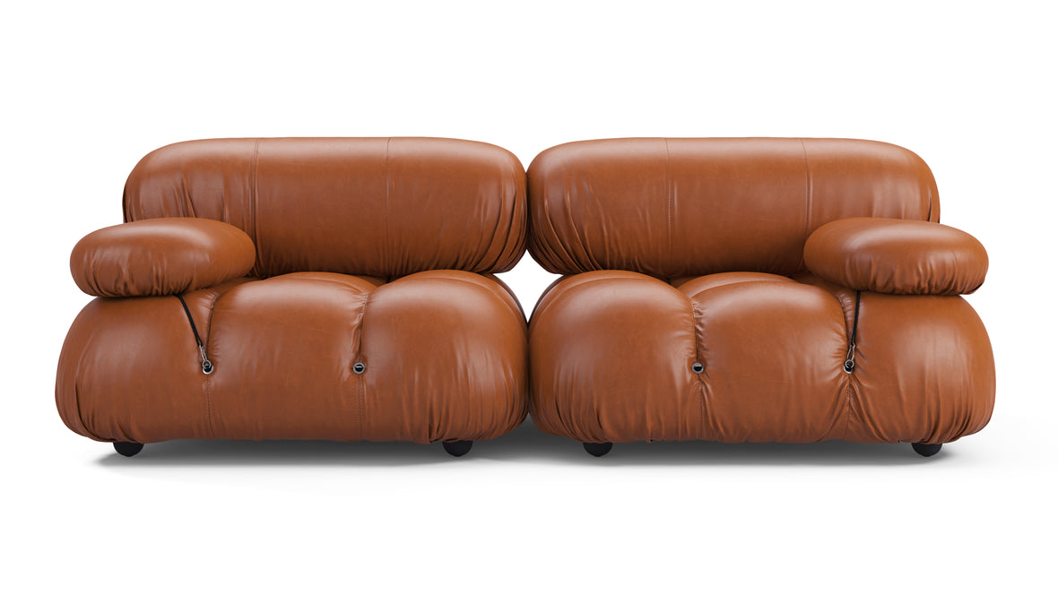 Bellini Sofa - Mario Bellini Two Seater Sofa, Tan Premium Leather