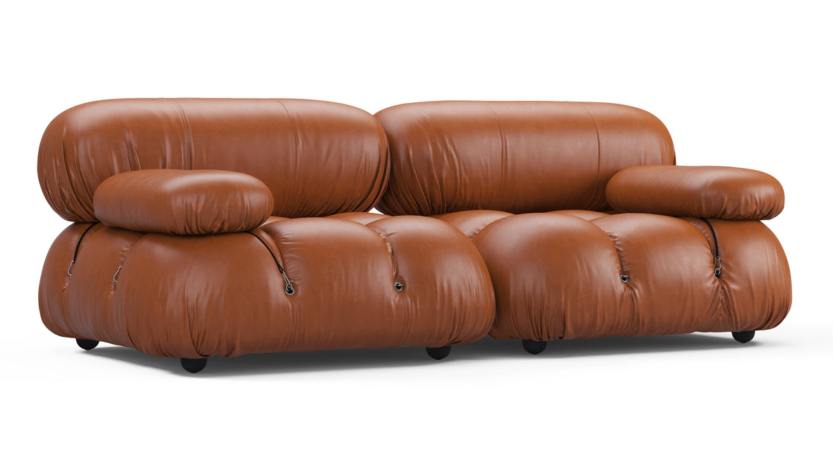 Bellini Sofa - Mario Bellini Two Seater Sofa, Tan Premium Leather