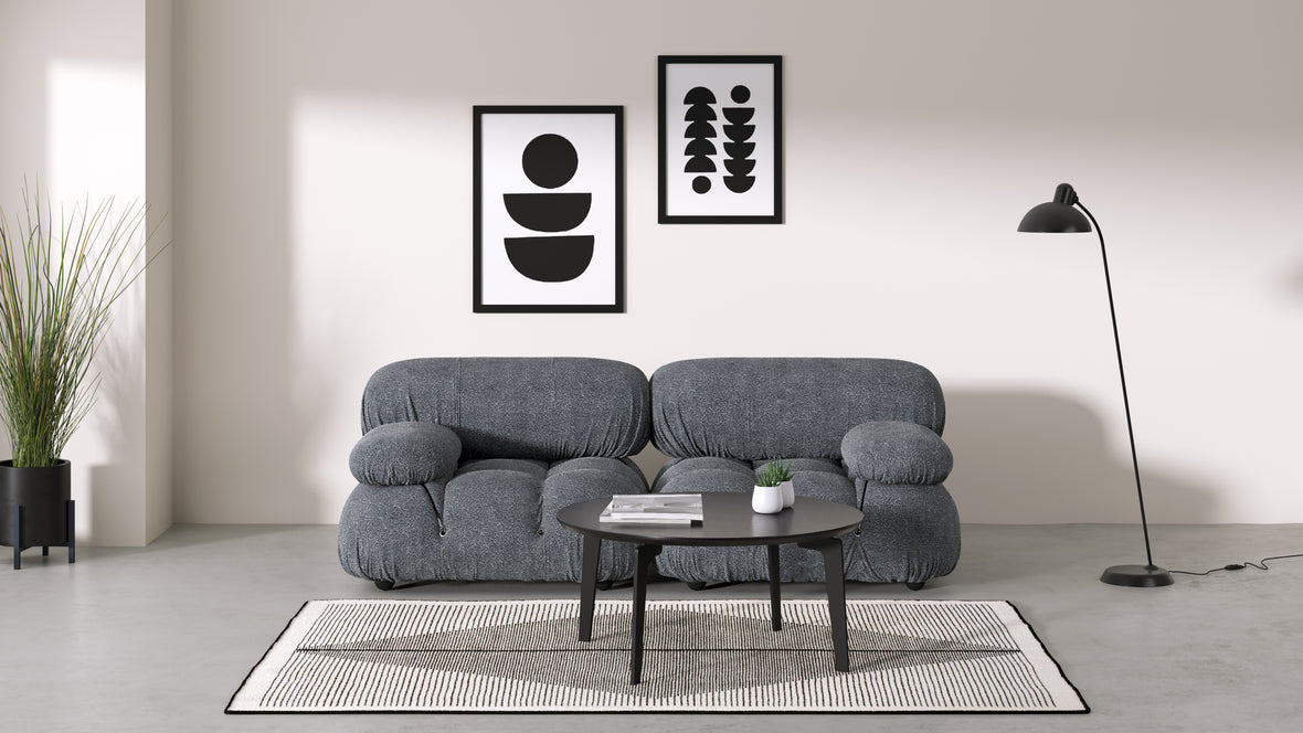 Bellini Sofa - Mario Bellini Two Seater Sofa, Gray Boucle