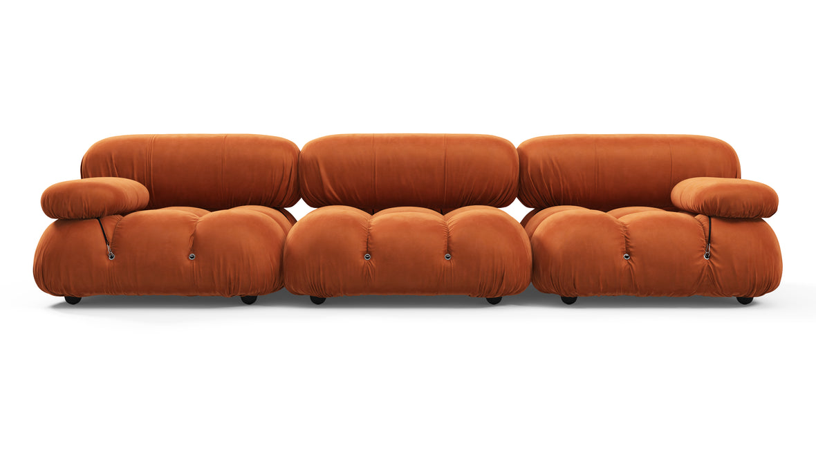 Bellini Sofa - Mario Bellini Three Seater Sofa, Apricot Velvet