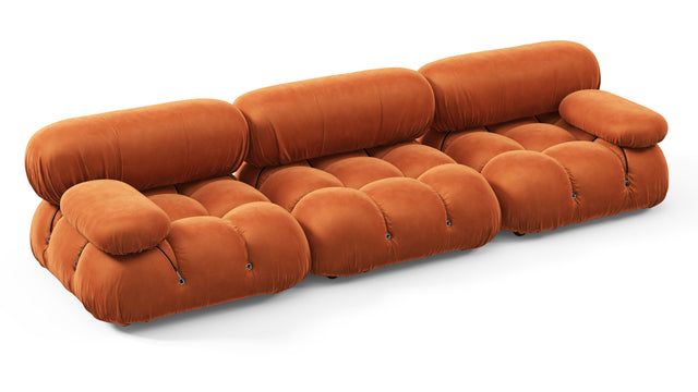 Bellini Sofa - Mario Bellini Three Seater Sofa, Apricot Velvet