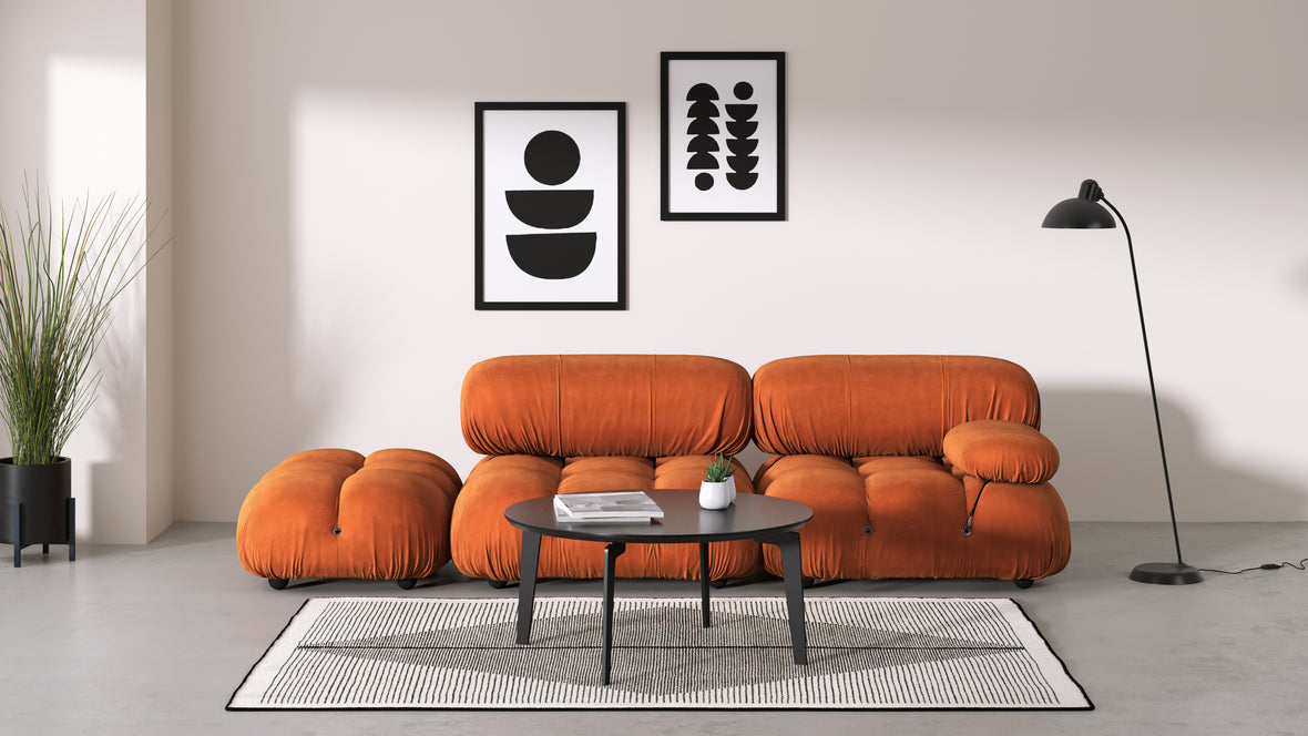 Bellini Sofa - Mario Bellini Open End Sofa, Left, Apricot Velvet