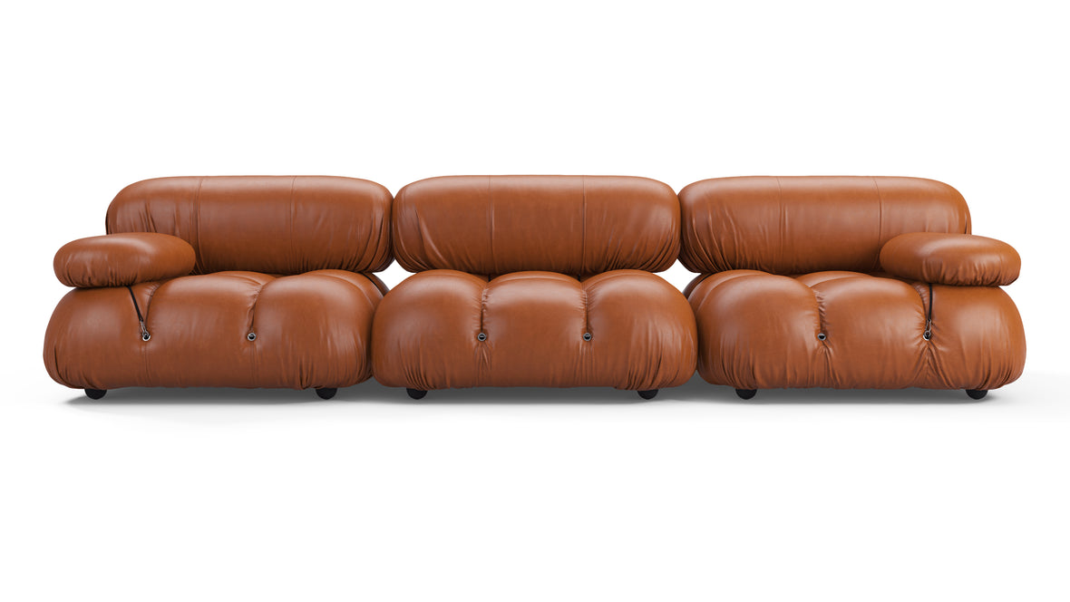 Bellini Sofa - Mario Bellini Three Seater Sofa, Tan Premium Leather