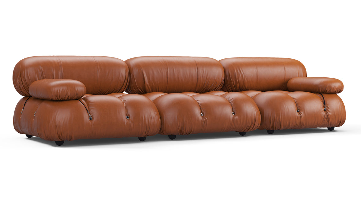 Bellini Sofa - Mario Bellini Three Seater Sofa, Tan Premium Leather