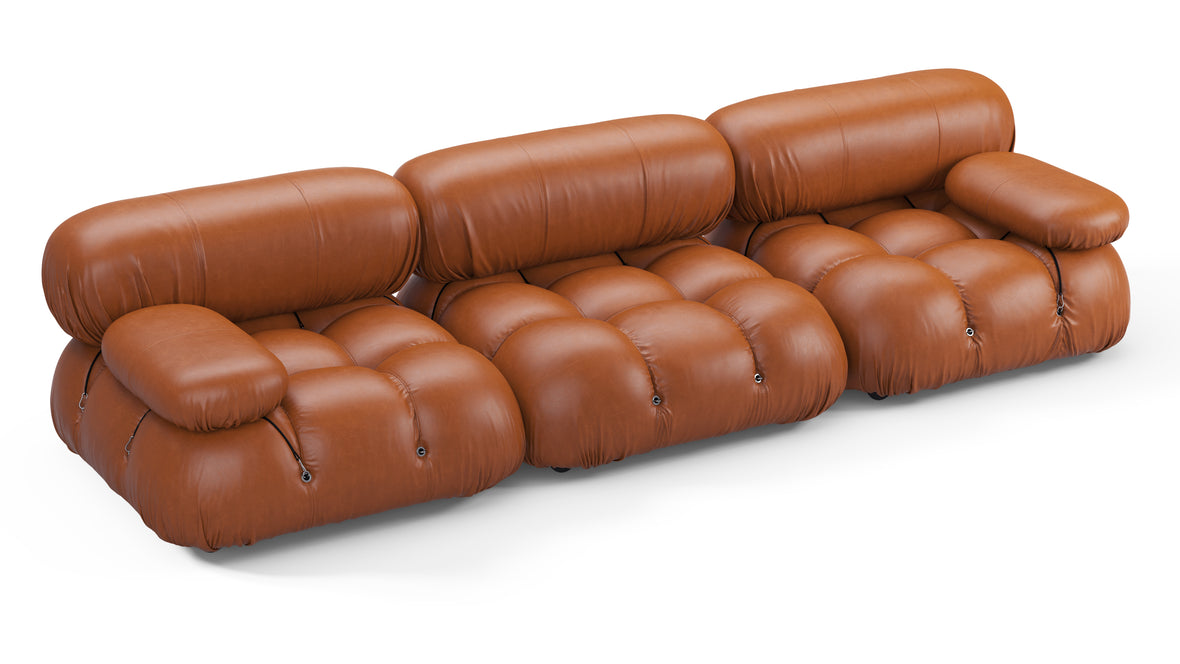 Bellini Sofa - Mario Bellini Three Seater Sofa, Tan Premium Leather