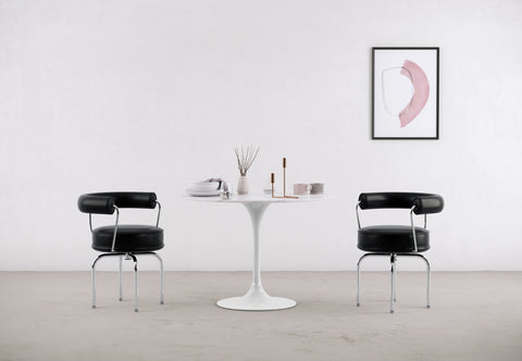 Corbusier - Corbusier Swivel Chair, Midnight Black Premium Leather