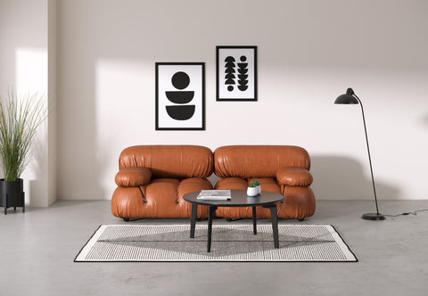 Bellini Sofa - Mario Bellini Two Seater Sofa, Tan Premium Leather