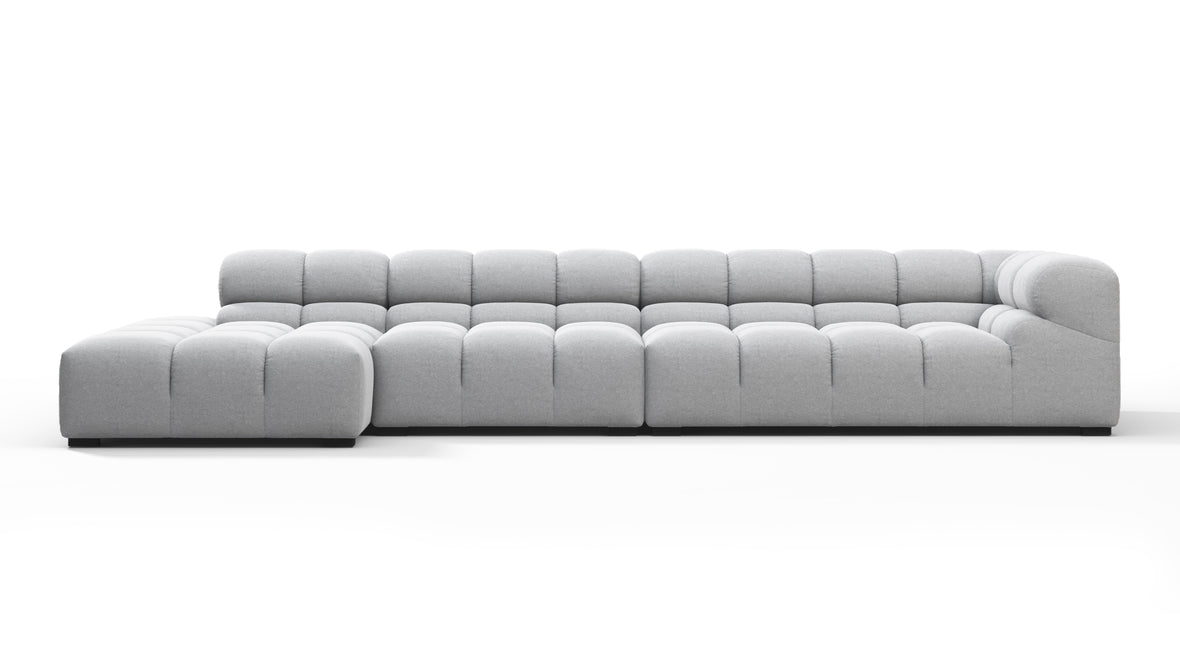 Tufty - Tufty Sectional, Large, Left Chaise, Light Gray Wool