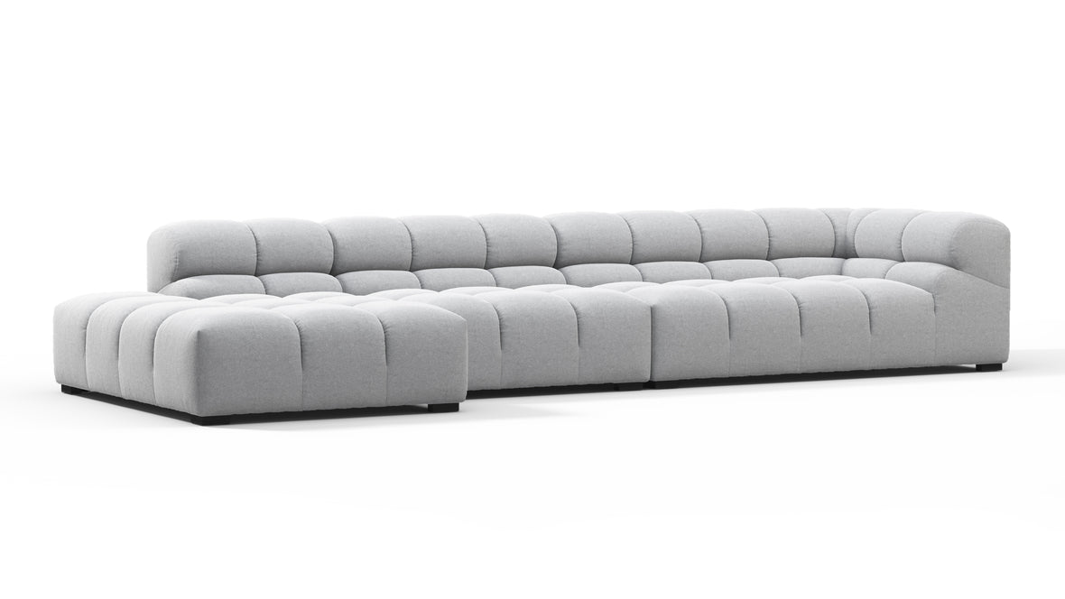 Tufty - Tufty Sectional, Large, Left Chaise, Light Gray Wool