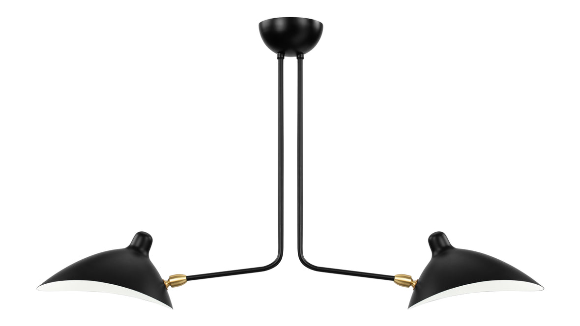 Mouille Ceiling - Mouille Two Arm Ceiling Light, Black