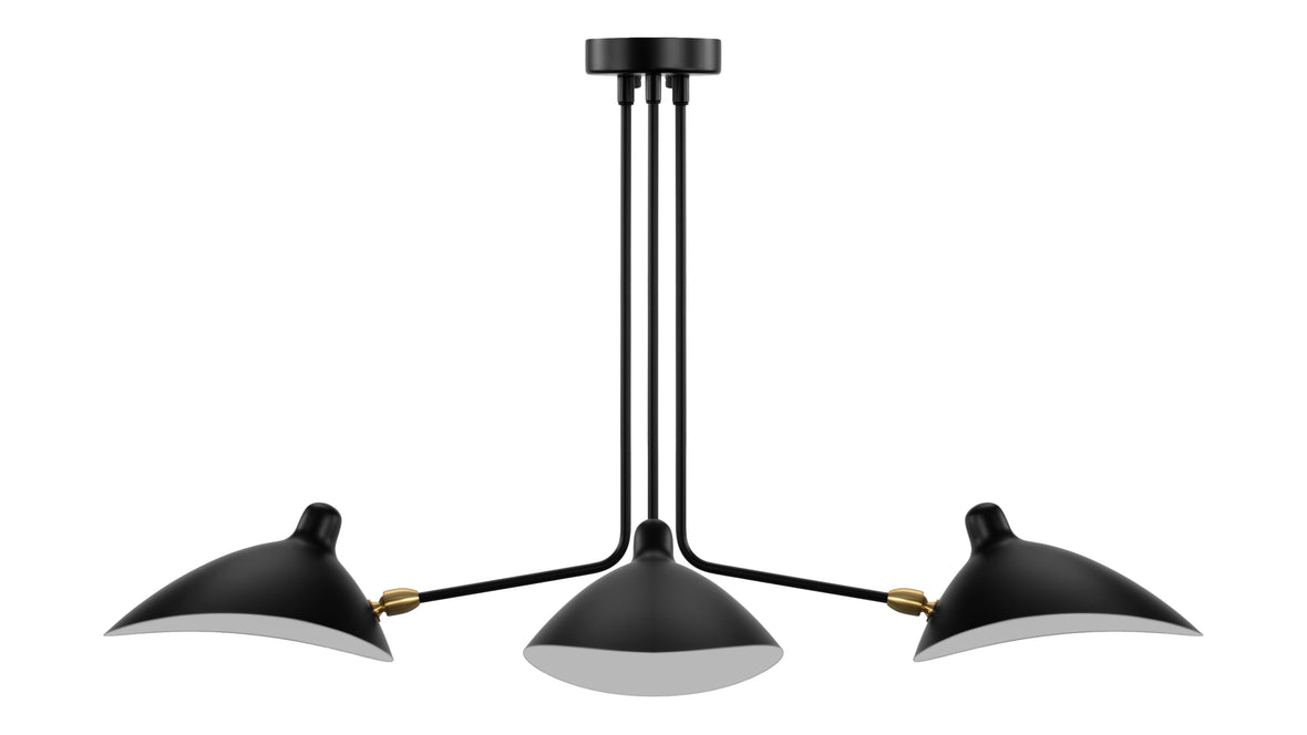 Mouille - Mouille Three Arm Ceiling Light, Small, Black