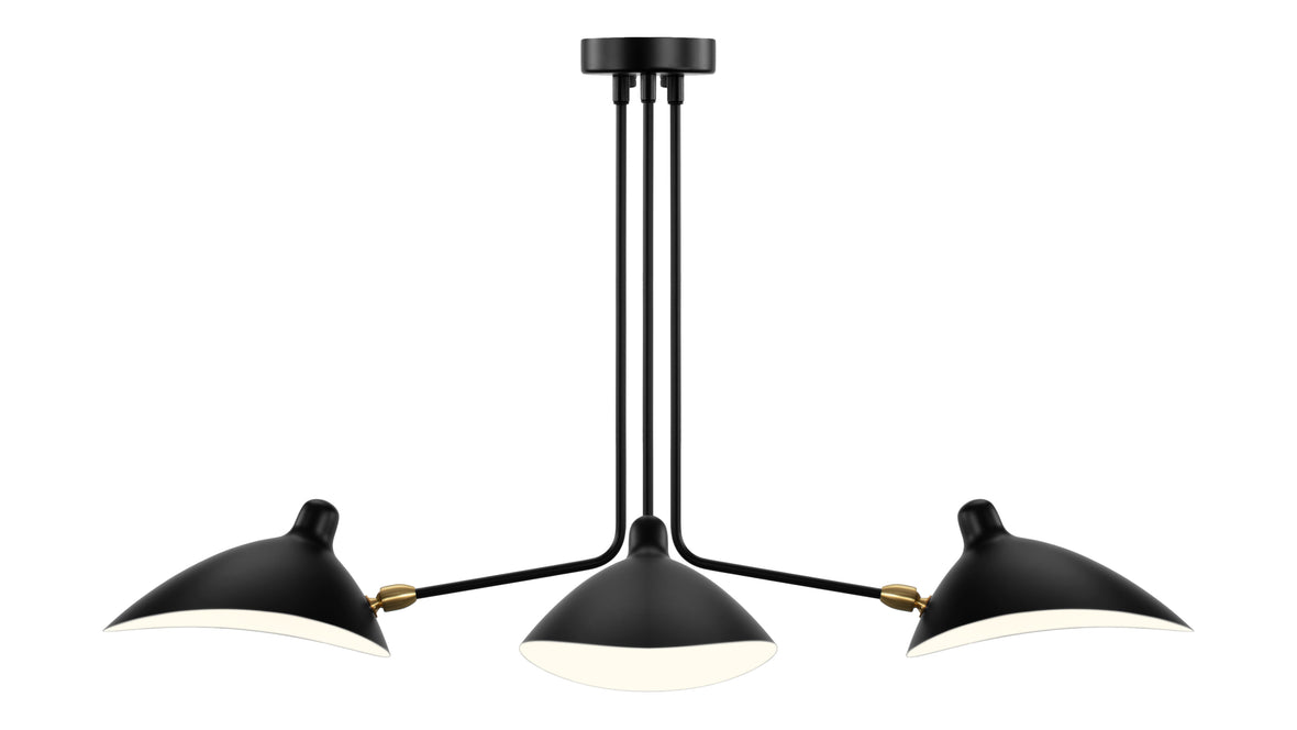 Mouille - Mouille Three Arm Ceiling Light, Small, Black