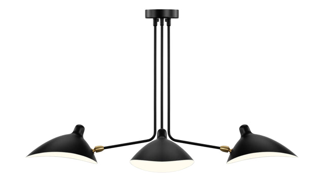 Mouille - Mouille Three Arm Ceiling Light, Small, Black