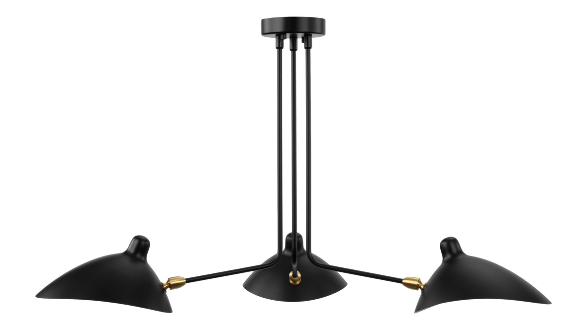 Mouille - Mouille Three Arm Ceiling Light, Small, Black