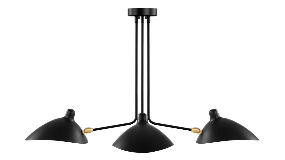 Mouille - Mouille Three Arm Ceiling Light, Small, Black