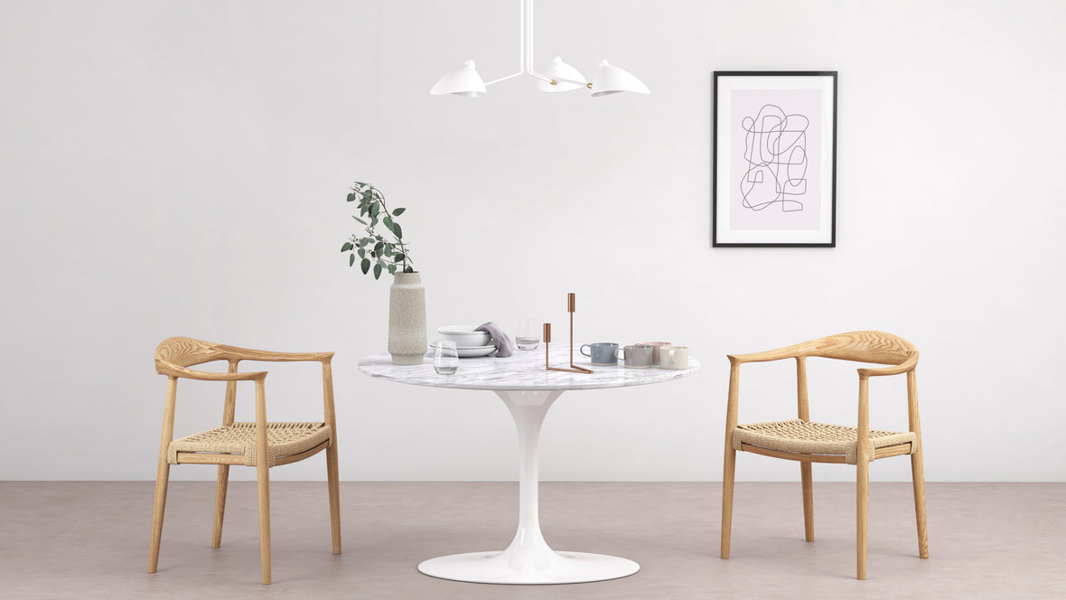 Mouille - Mouille Three Arm Ceiling Light, Small, White