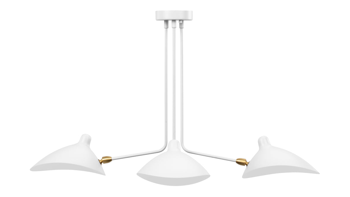 Mouille - Mouille Three Arm Ceiling Light, Small, White