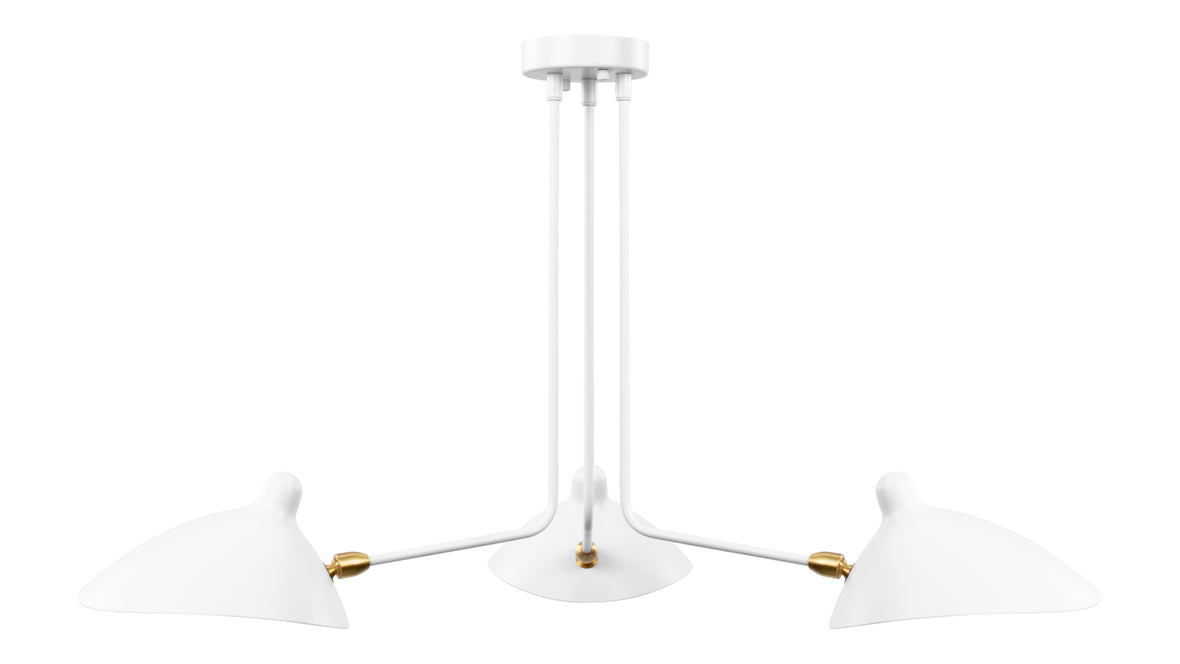 Mouille - Mouille Three Arm Ceiling Light, Small, White