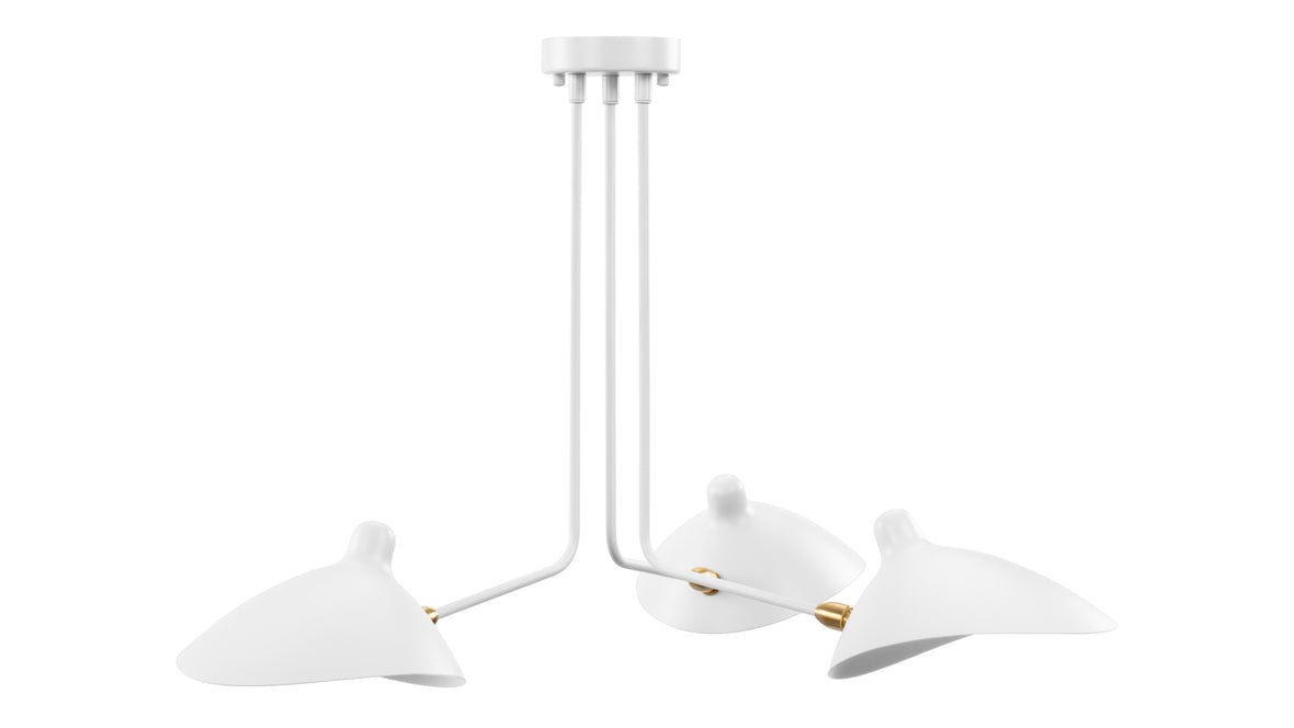 Mouille - Mouille Three Arm Ceiling Light, Small, White